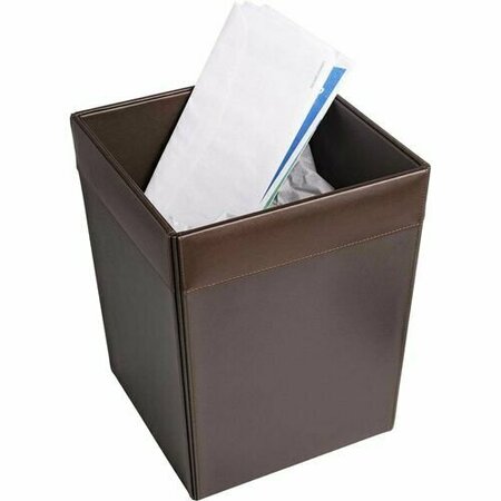 DACASSO Wastebasket, Chocolate Leather, 14 QT, 9-1/2inx9-1/2inx12in, BN DACA3403